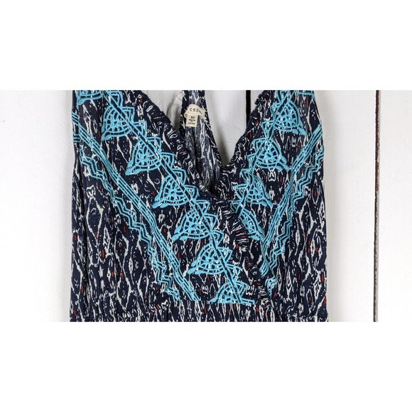 En Creme long blue embroidered tribal IKAT print strappy maxi boho dress - Picture 3 of 6